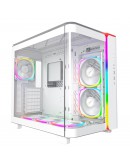 Montech кутия KING 95 Pro, Dual Chamber Mid-tower Case, 6 ARGB Fans, 2 Front Panels, White