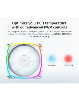 Montech вентилатор RX120 PWM, REVERSE Fan, 120mm, ARGB, White