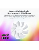 Montech вентилатор RX120 PWM, REVERSE Fan, 120mm, ARGB, White