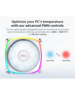 Montech вентилатор RX140 PWM, REVERSE Fan, 140mm, ARGB, White