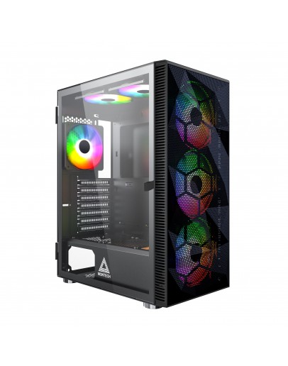 Montech кутия X3 MESH, Mid-tower Case, TG, 6 fixed RGB Fans, Black