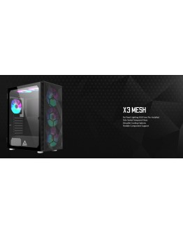 Montech кутия X3 MESH, Mid-tower Case, TG, 6 fixed RGB Fans, Black
