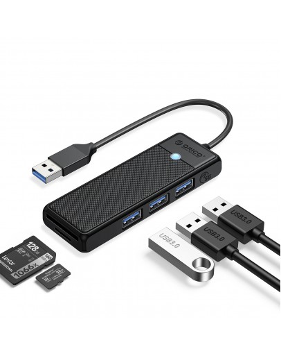 Orico хъб USB3.0 HUB - 3 x USB3.0, SD, TF - PAPW3AT-U3-015-BK