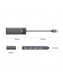 Orico хъб USB3.0 HUB 4 port Black - PAPW4A-U3-015-BK