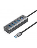 Orico хъб HUB USB3.0 4 port, Aluminium, Grey - PDD4U-U3-015-GY