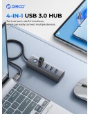 Orico хъб HUB USB3.0 4 port, Aluminium, Grey - PDD4U-U3-015-GY