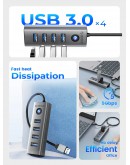 Orico хъб HUB USB3.0 4 port, Aluminium, Grey - PDD4U-U3-015-GY