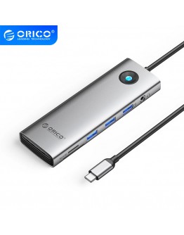 Orico докинг станция Type-C Docking Station Power Distribution 100W - HDMI, Type-C x 1, USB3.0 x 3, LAN 1000Mbps Gigabit, SD/TF, VGA, Audio - PW11-10P-GY