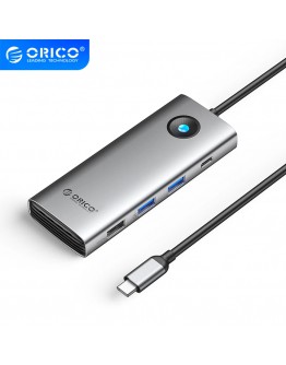 Orico докинг станция Type-C Docking Station Power Distribution 100W - HDMI, Type-C x 1, USB3.0 x 2, USB 2.0 x 1, LAN 1000Mbps Gigabit, VGA - PW11-8PC-GY-EP
