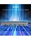 Orico докинг станция Type-C Docking Station Power Distribution 100W - HDMI, Type-C x 1, USB3.0 x 2, USB 2.0 x 1, LAN 1000Mbps Gigabit, VGA - PW11-8PC-GY-EP