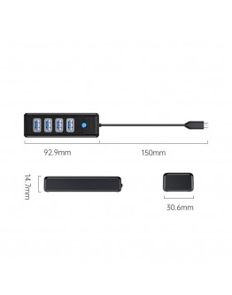 Orico хъб HUB USB3.1 Type-C 4 port - 4 x USB3.0 Black - PW4U-C3-015-BK