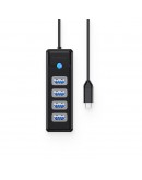 Orico хъб HUB USB3.1 Type-C 4 port - 4 x USB3.0 Black - PW4U-C3-015-BK