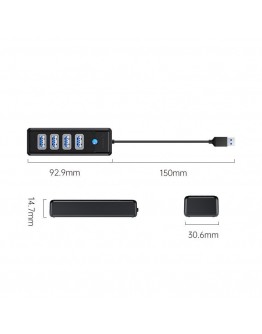 Orico хъб HUB USB3.0 4 port Black - PW4U-U3-015-BK