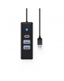 Orico хъб HUB USB3.0 3 port - 2 x USB3.0, 1 x Type C, Black - PWC2U-U3-015-BK