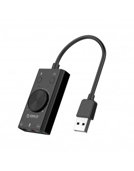 Orico външна звукова карта USB Sound card - 2 headphones, mic, volume - SC2-BK