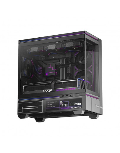 Thermalright кутия Case mATX - TL-M10 Vision Black - 4 x 120 mm ARGB included, 9.16 inch LCD Display, USB-C