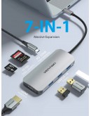 Vention докинг станция Docking Station Type-C - TOJHB - HDMI x 1, USB3.0 x 3, USB-C PD100W x 1, SD/TF