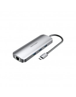 Vention докинг станция Docking Station Type-C - TOLHB - HDMI x 1, USB3.0 x 3, USB-C PD100W x 1, LAN x 1 (1Gbps), SD/TF, Audio