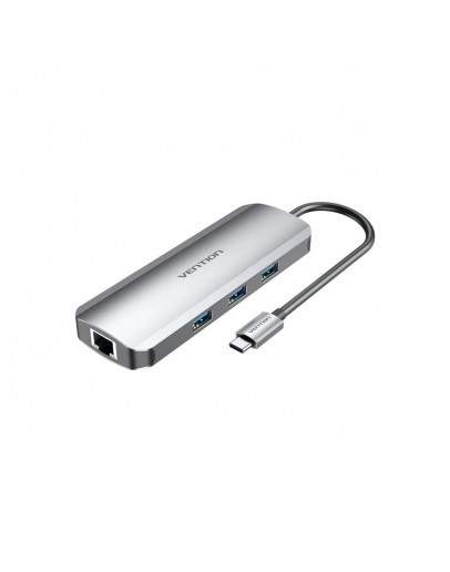 Vention докинг станция Docking Station Type-C - TOLHB - HDMI x 1, USB3.0 x 3, USB-C PD100W x 1, LAN x 1 (1Gbps), SD/TF, Audio