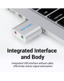 Vention външна звукова карта USB Sound card - Headphones, Mic, Silver - VAB-S13