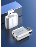 Vention външна звукова карта USB Sound card - Headphones, Mic, Silver - VAB-S13