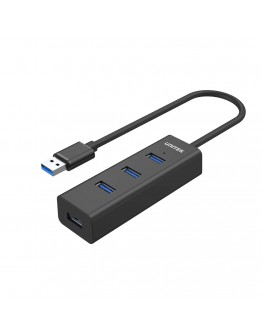 Unitek хъб USB3.0 HUB 4 port, 1.2m cable, aux USB-C power input - Y-3089V01