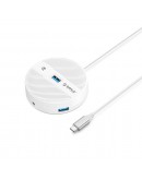 Orico хъб HUB USB3.1 Type-C 4 port - 4 x USB3.0 White, Audio/Mic x 1 - YS4-C3-03-WH-BP