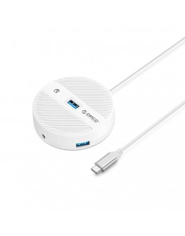 Orico хъб HUB USB3.1 Type-C 4 port - 4 x USB3.0 White, Audio/Mic x 1 - YS4-C3-03-WH-BP