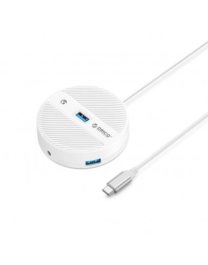 Orico хъб HUB USB3.1 Type-C 4 port - 4 x USB3.0 White, Audio/Mic x 1 - YS4-C3-03-WH-BP