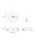 Orico хъб HUB USB3.1 Type-C 4 port - 4 x USB3.0 White, Audio/Mic x 1 - YS4-C3-03-WH-BP