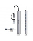 Orico хъб HUB USB-C/USB-A 7 port - USB3.0 x 1, USB2.0 x 6 - YSA2-U3-GY