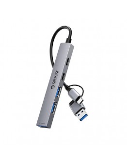Orico хъб HUB USB-C 5 port - USB3.0 x 1, USB2.0 x 2, USB-C x 2, Aluminium - YSA4-U2-GY