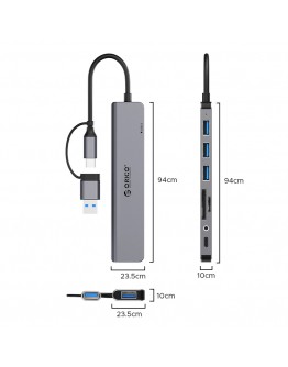 Orico хъб HUB USB3.0/2.0 HUB 8 port USB-C/A - YSA8-U3-GY-BP