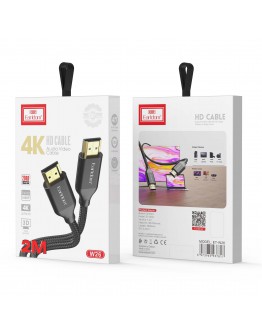 Кабел Earldom ET-W26 HDMI - HDMI, 2м., 4К, С оплетка, Черен - 18384