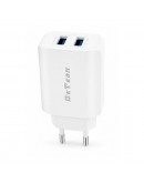 Мрежово зарядно устройство DeTech DE-58, 5V/2.4A 220V, 2 x USB, Бял - 40538