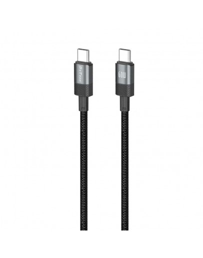Кабел за данни DeTech DE-C67C, 60W, Type-C - Type-C, PD, 1.0m, Черен - 40551