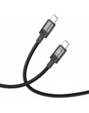 Кабел за данни DeTech DE-C67C, 60W, Type-C - Type-C, PD, 1.0m, Черен - 40551