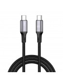 Кабел за данни DeTech DE-C68C, 60W, Type-C - Type-C, PD, 1.0m, Черен - 40552