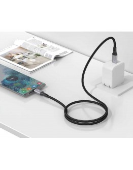 Кабел за данни DeTech DE-C68C, 60W, Type-C - Type-C, PD, 1.0m, Черен - 40552