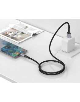 Кабел за данни DeTech DE-C68UC, 2.4A, Type-C, 1.0m, Черен - 40553