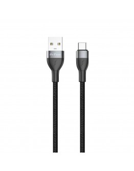 Кабел за данни DeTech DE-C69UC, 2.4A, Type-C, 1.0m, Черен - 40555