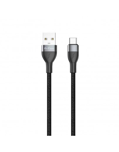 Кабел за данни DeTech DE-C69UC, 2.4A, Type-C, 1.0m, Черен - 40555