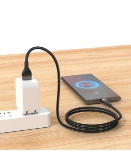 Кабел за данни DeTech DE-C69UC, 2.4A, Type-C, 1.0m, Черен - 40555