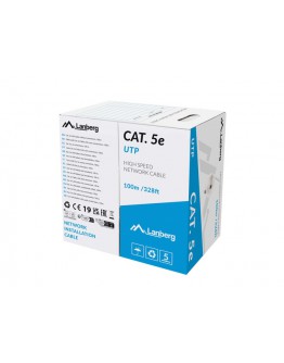 Lanberg LAN cable CAT.5e utp 100m solid cu grey fl