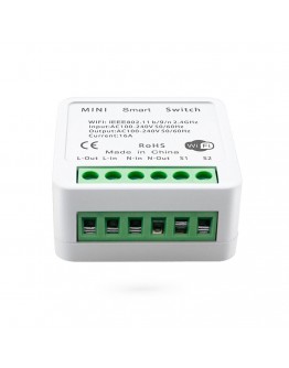 Смарт превключвател No brand PST-AP-SMT, 1 канал, 220V, 16A, Wi-Fi, Tuya Smart, Бял - 91021