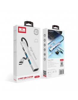 Хъб Earldom ET-HUB20, Type-C, 4 Порта, Сив - 12063