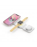 Безжично зарядно устройство WiWu M6, 3в1, Qi, Бял - 17736