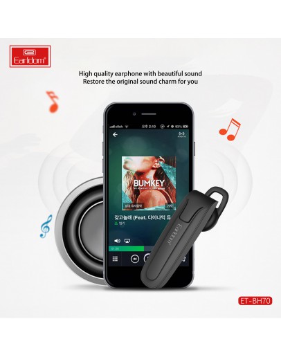 Bluetooth слушалка Earldom ET-BH70, Handsfree, Черен – 17908