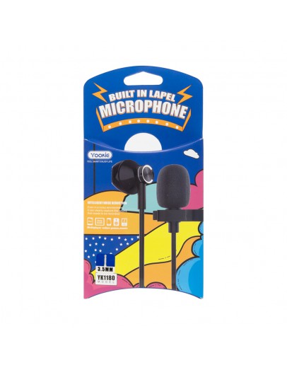 Слушалка за мобилни устройства Yookie YK1180, Mикрофон брошка, Черен - 20556