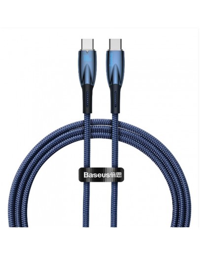 Кабел за данни Baseus Glimmer, Type-C - Type-C, 100W, PD, 1.0m, Син - 40484